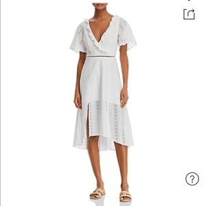 Finders Keepers Sunday Open Back White Lace Puff Sleeve Midi Dress 6 Bow